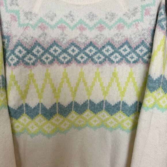 Loft Cream And Blue Crew Neck Textured Stripes Sweater - Picture 5 of 5